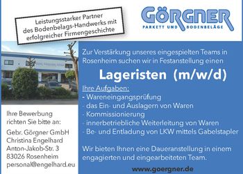 Stellenanzeige Lagerist